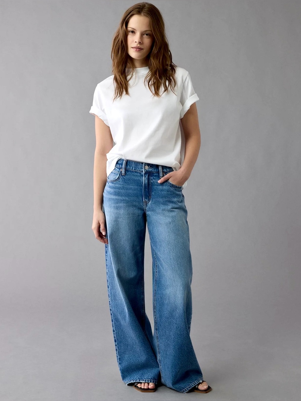 NWT American‎ Eagle AE Dreamy Drape Strigid Low Rise Ultra Wide Leg Jean Plus 20